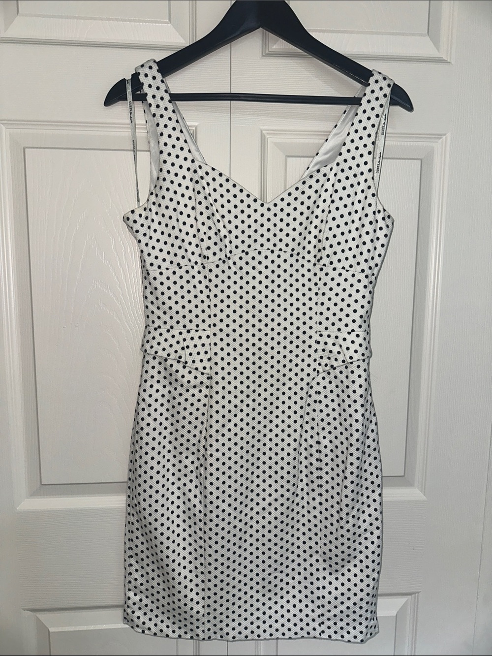 Guess White Mini Dress with Black Polka Dots